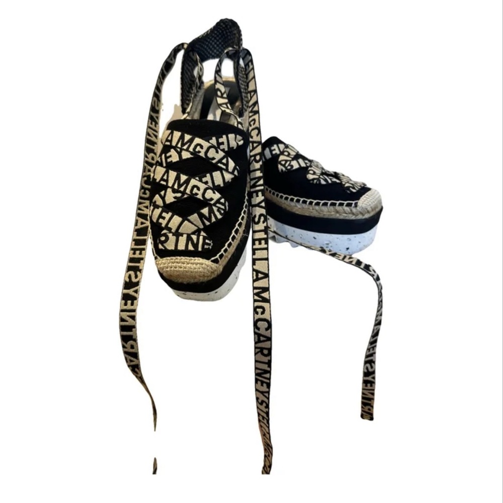 Stella McCartney Gaia Black and Cream Espadrille Sneakers